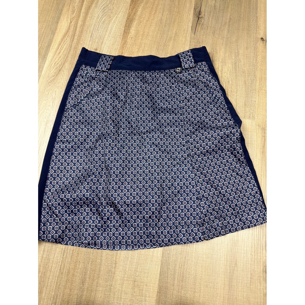 Golfino Women Navy Blue Geometric Print Golf Skort Hidden Side Zip Size 2